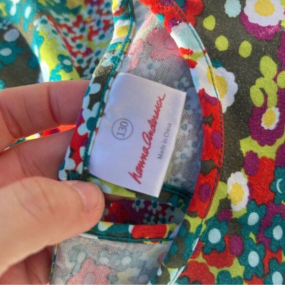 Hanna Andersson Floral Green Dress Long Sleeve size 130 or size 8 boho coastal - Picture 6 of 7